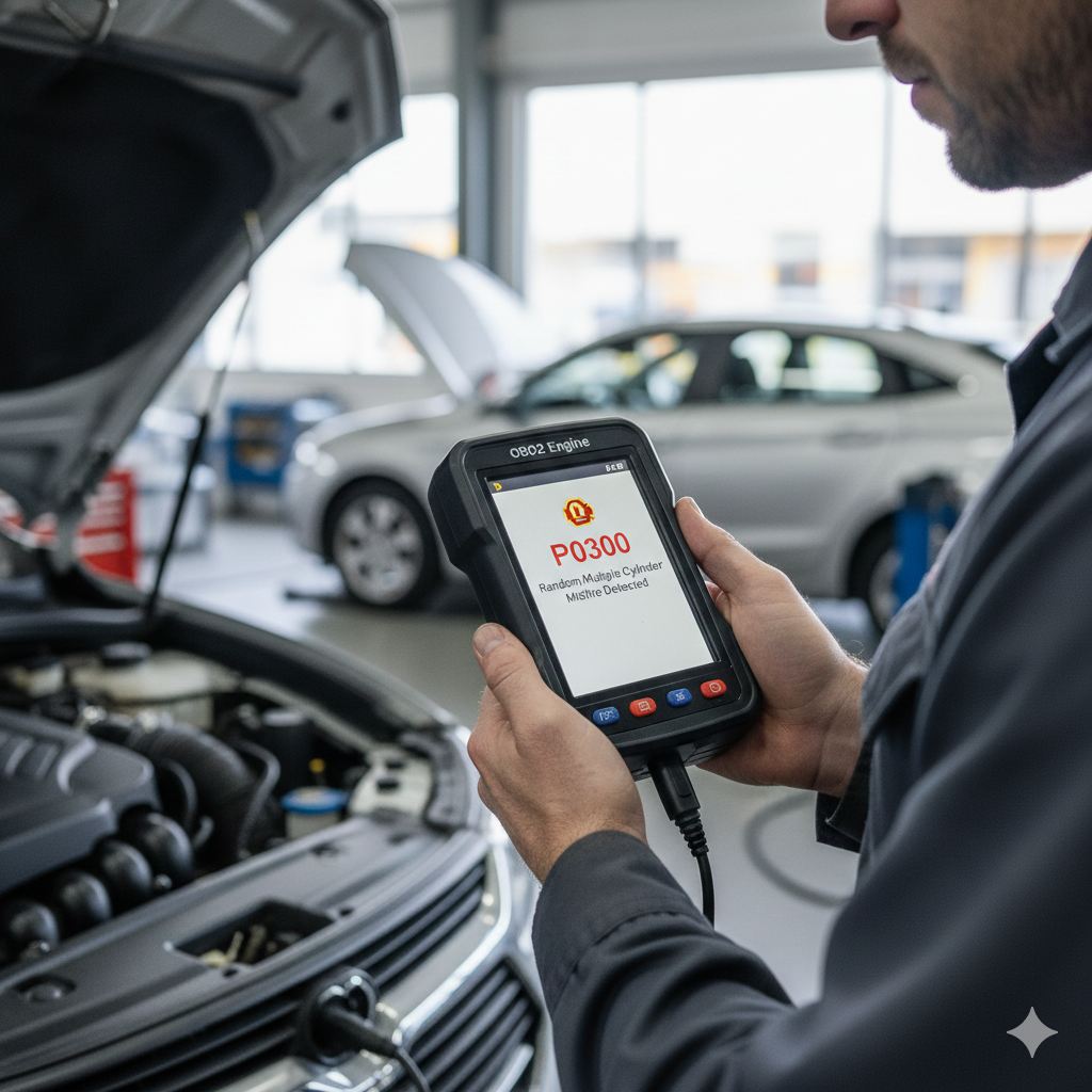 scanner OBD2 mostrando código P0300