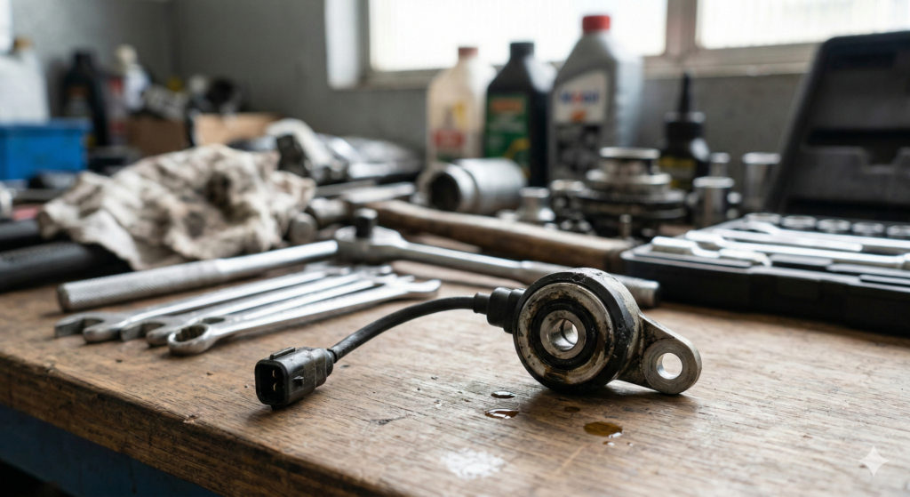Foto detalhada de sensor de detonação automotivo (