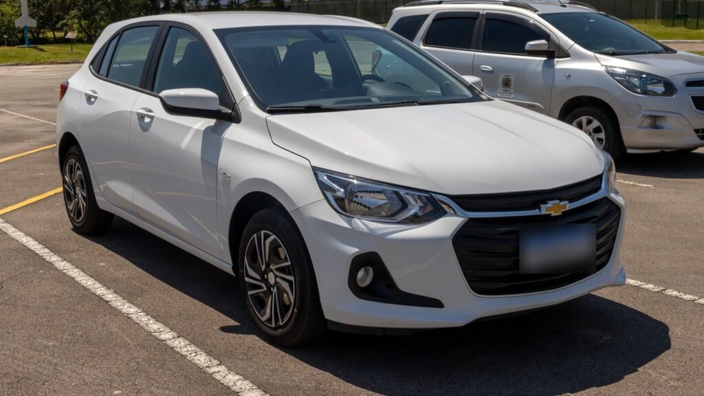 Chevrolet Onix hatch branco estacionado em São Paulo, vista frontal: problemas mais comuns do Onix