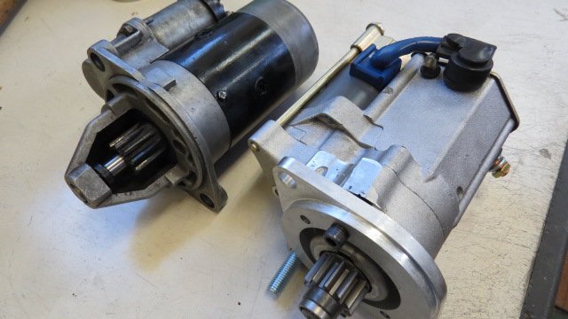 Motor de arranque de carro com solenoide, novo e usado lado a lado